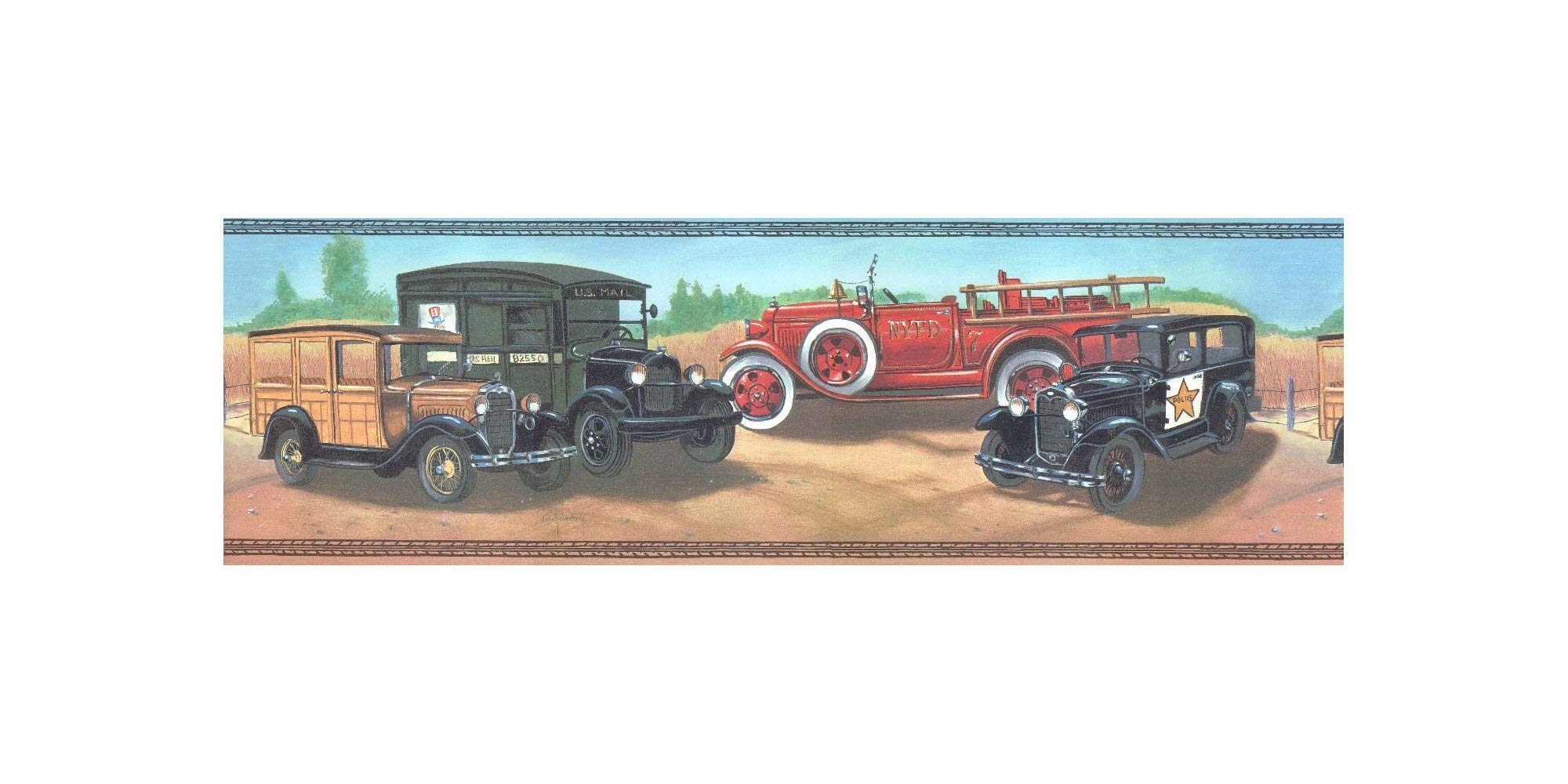 Buy Ford Model A Cars Fire Truck NYFD Firetruck Wallpaper Wall Border ...