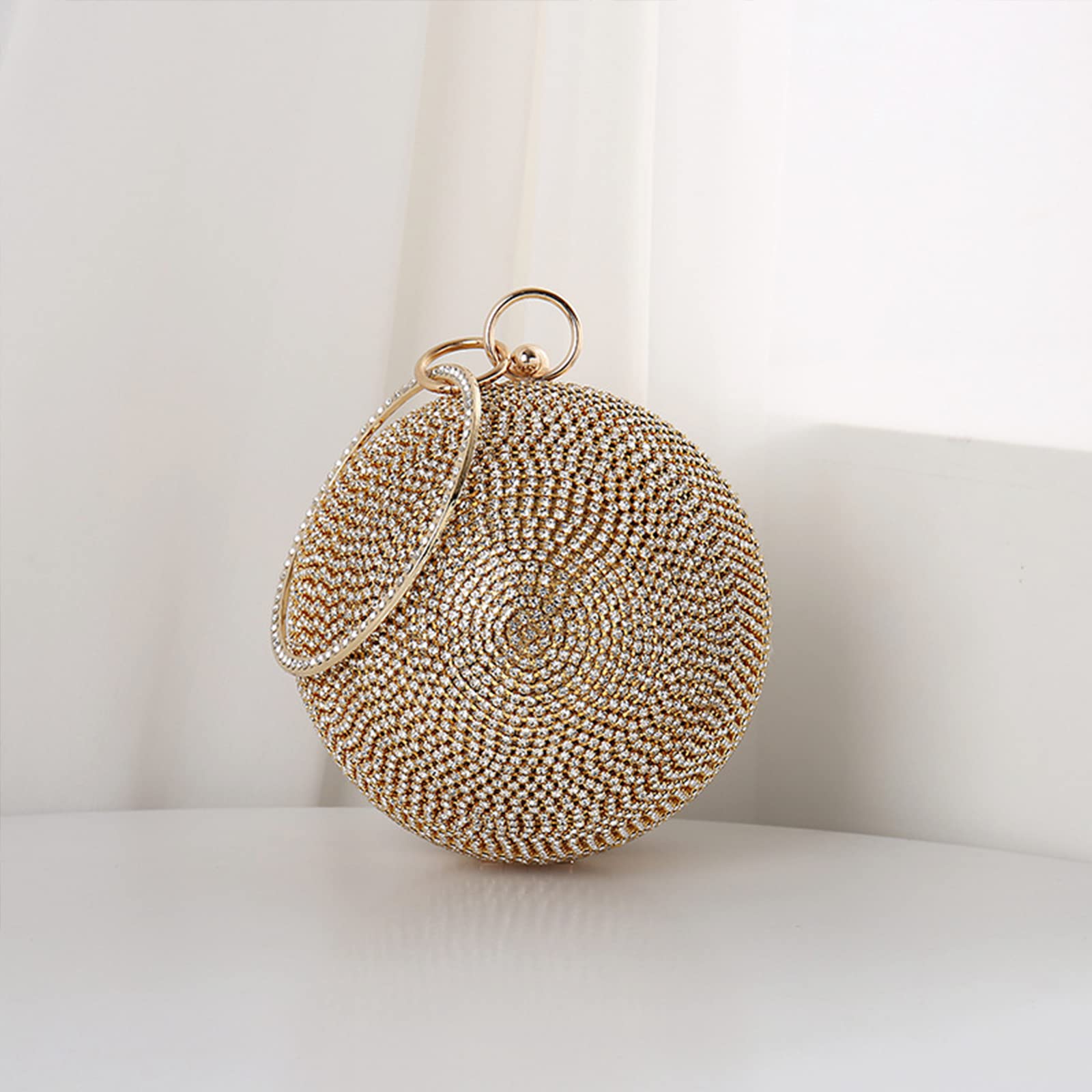 CORIOS Sac de Soirée pour Femme Rondes Boule Cristal Soirée Pochette Diamond Embrayage Sac en Strass à la Main Sacs Fourre-Tout Sacs D'épaule de Mariée pour Fête Banquet Mariage Bal Or