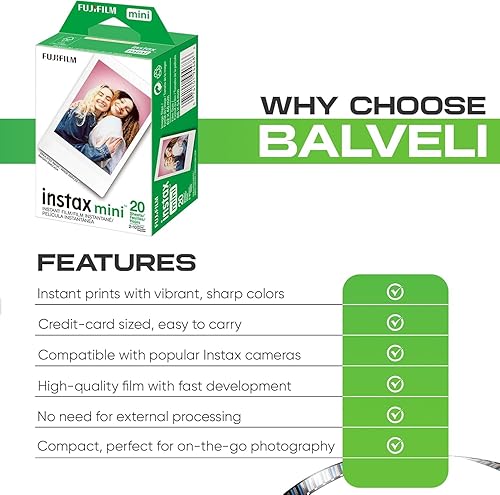 Miniatura 6 de Fujifilm Instax mini película instantánea de luz diurna (paquete doble + unidad flash USB de 32 GB) con paño de limpieza de microfibra Sunshine