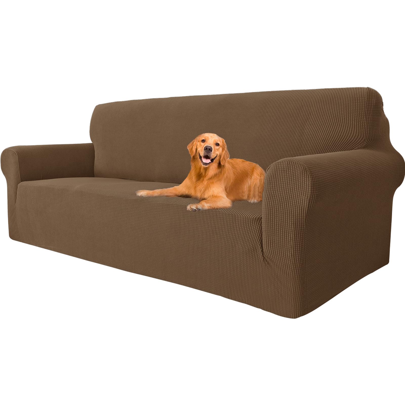 YSTYLE Stretch Bankhoes 3 Zits, Elastische Bankhoezen Voor Woonkamer, 1 Stuks Universele Rekbare Armsteun Sofahoes Met Anti-slip Schuim, Krasbestendig Meubelhoes Voor Bank, Grijs