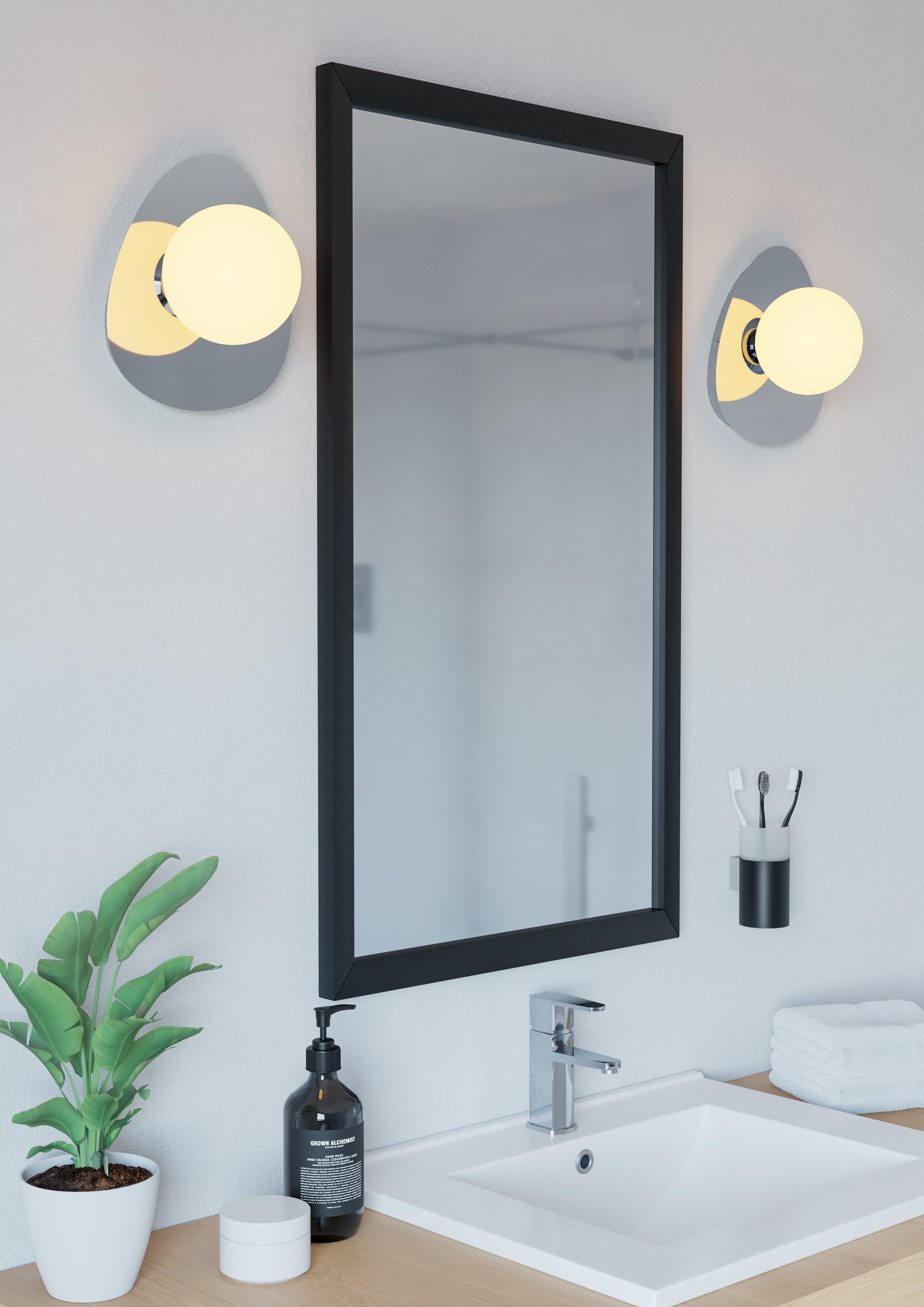 Eglo LED lampada da parete Castrivido, illuminazione bagno, luce parete in metallo cromato con sfera di vetro bianca, incl. lampadina G9 luce calda, IP44