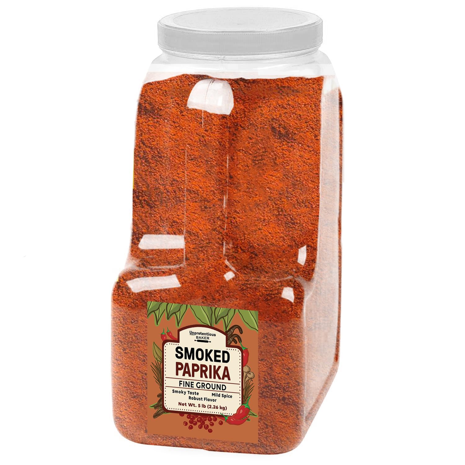 Unpretentious Smoked Paprika, Ground Spice From Dried Red Chile Peppers, Smoked Flavor (5 Pound)