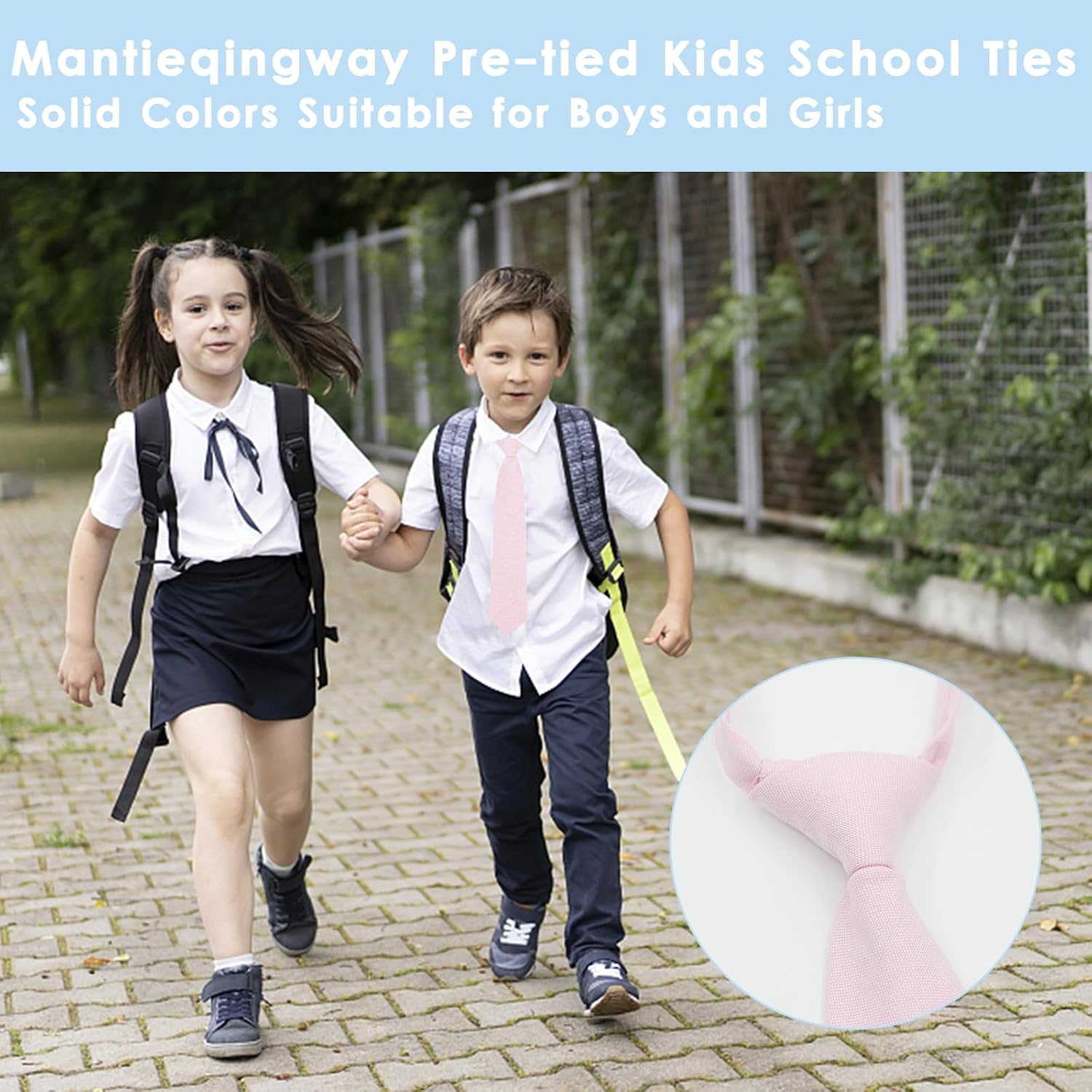 Mantieqingway Boys Tie Adjustable Pre-tied Cotton Kids Ties Solid Color Neckties for School Uniforms Party Graduation Wedding