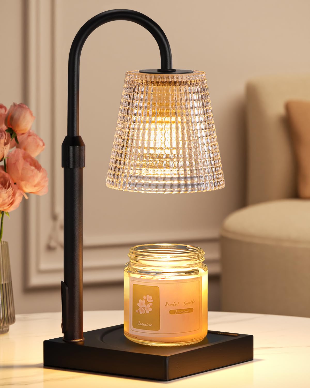 Black Candle Warmer Lamp with Timer, House Warming Gifts New Home Decor