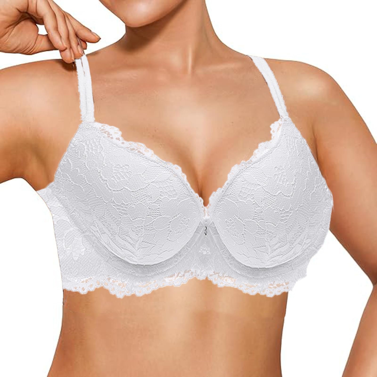 Soutien-gorge push-up pour femme, 2 bonnets, dentelle sexy, décolleté, soutien-gorge extra rembourré avec armatures