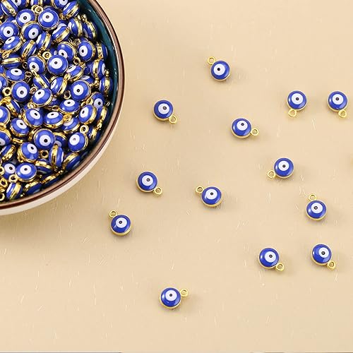 Miniatura 5 de HERZWILD 50 cuentas azules turcas de ojo de la suerte espaciadoras de cuentas de mal de ojo de 0.236 pulgadas mixtas de 0.236 pulgadas (0.236 in),