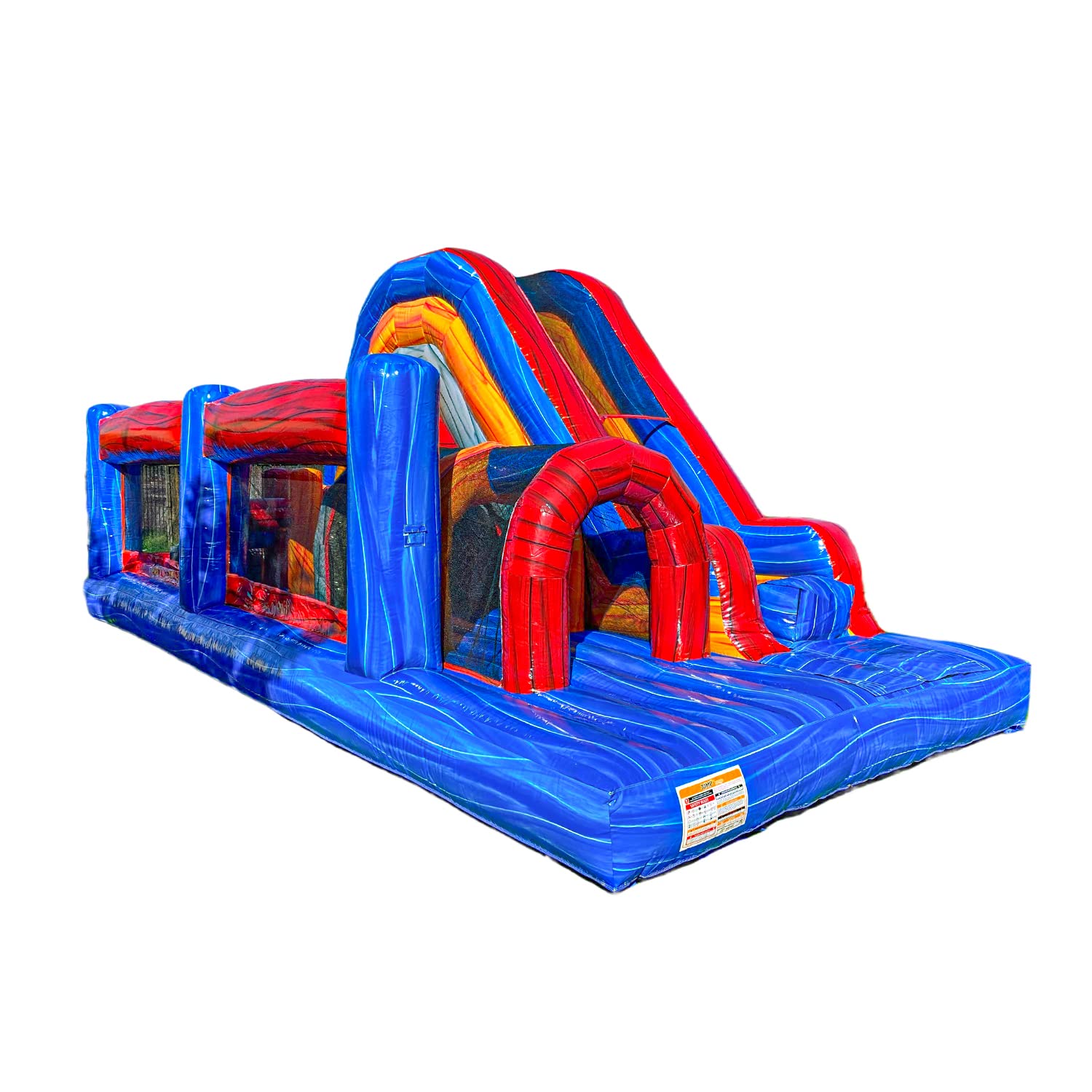 XJUMP Commercial Grade 13' Retro U Run Inflatable Bounce House Obstacle Course, with Climbing Wall, Tall Slide, and Tunnel Entrance, for Kids and