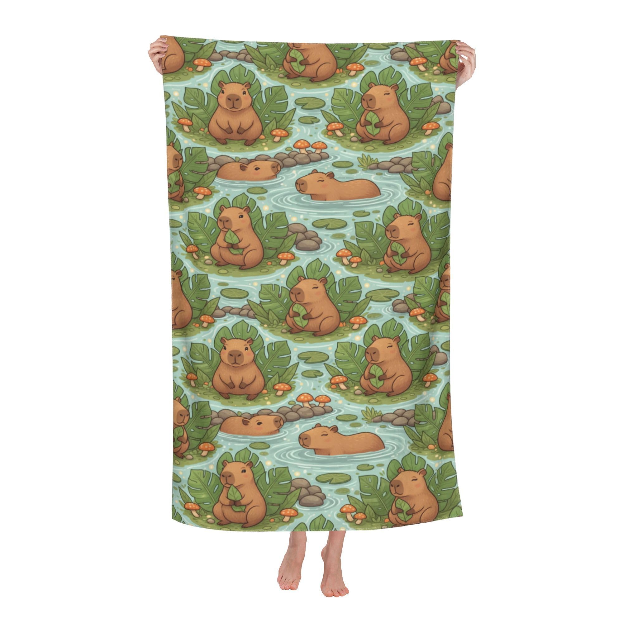 peiyeety Kapibala Swim Soft Bath Towels Absorbent Bathroom Towel for Beach Hotel Gym Spa Shower