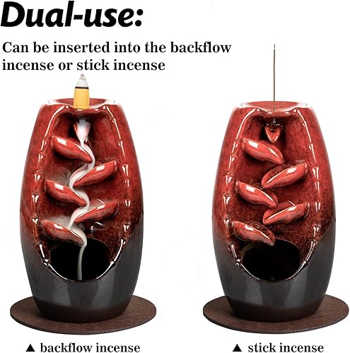 Miniatura 2 de DAILYLIFE Quemador de incienso de reflujo y soporte de incienso de cerámica en cascada, con 120 conos de incienso mixtos + 30 varillas de incienso +