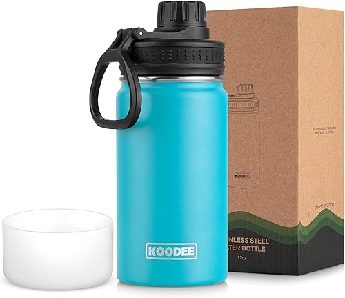 Miniatura 9 de koodee Insulated Water Bottle, 32 oz Stainless Steel Double Wall Vacuum Wide Mouth Sport Bottle with Leakproof Spout Lid (Navy) marino,Manzana Verde