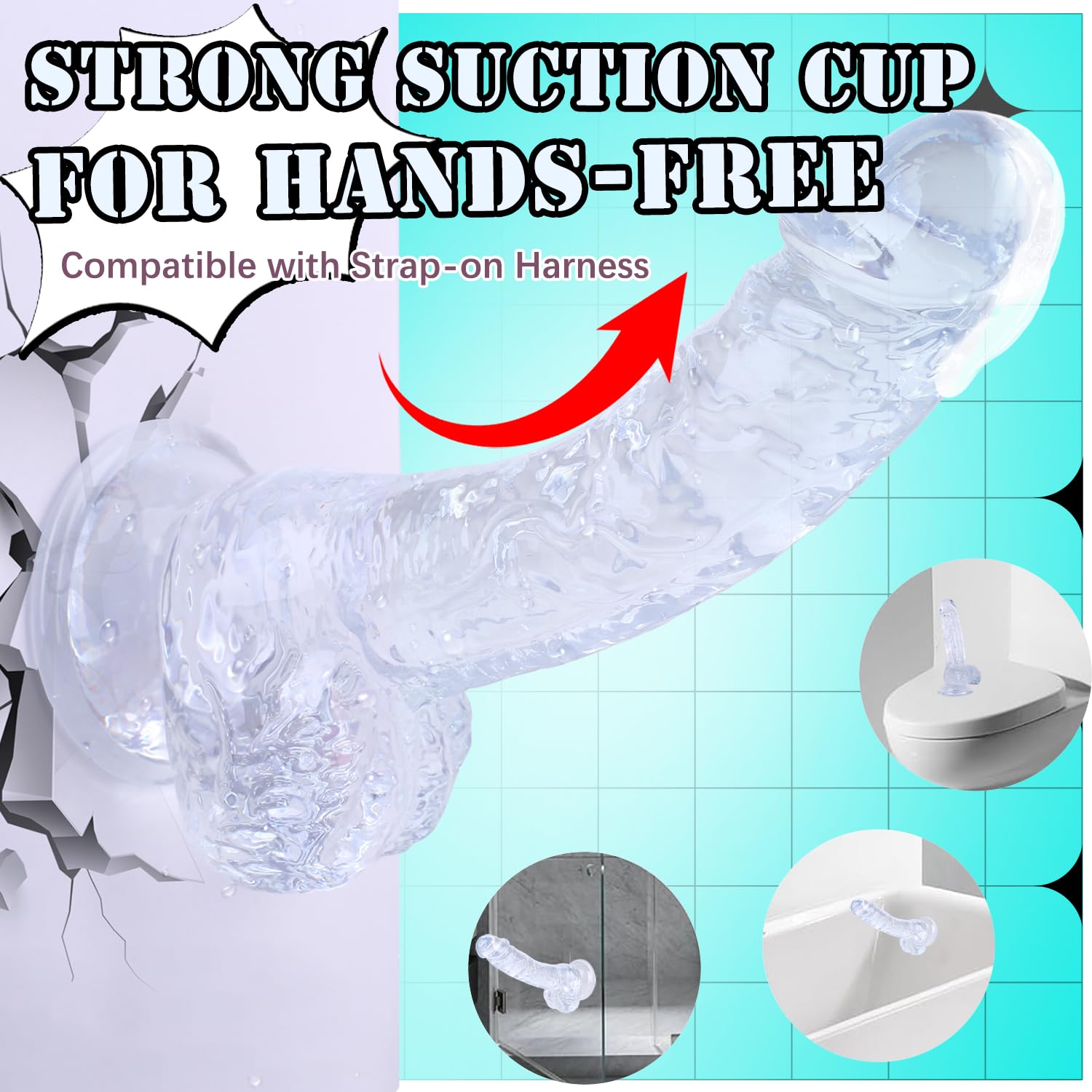 7 Inch Soft Dildo, Realistic Silicone Medium Anal Dildos Stimulation Vaginal G-Spot and Anal, Safe Material Lifelike Men Penis with Strong Suction Cup, Adult Sex Toys for Women/Beginner Sexual: Clear