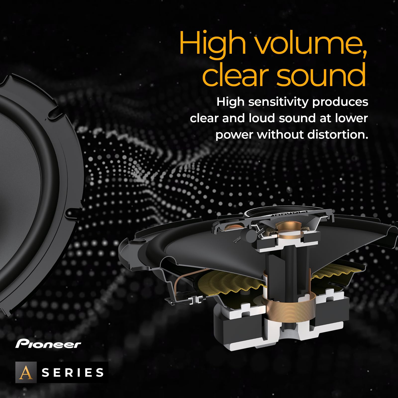 PIONEER TS-A1671F 16,5 cm 3-Weg-Koaxial-Lautsprecher Set mit 2 Lautsprechern (je 320 W max., 70 W Sinus), kraftvoller Klang, hoher Wirkungsgrad, 48 mm Einbautiefe, 144 mm Einbauausschnitt, mit Gitter