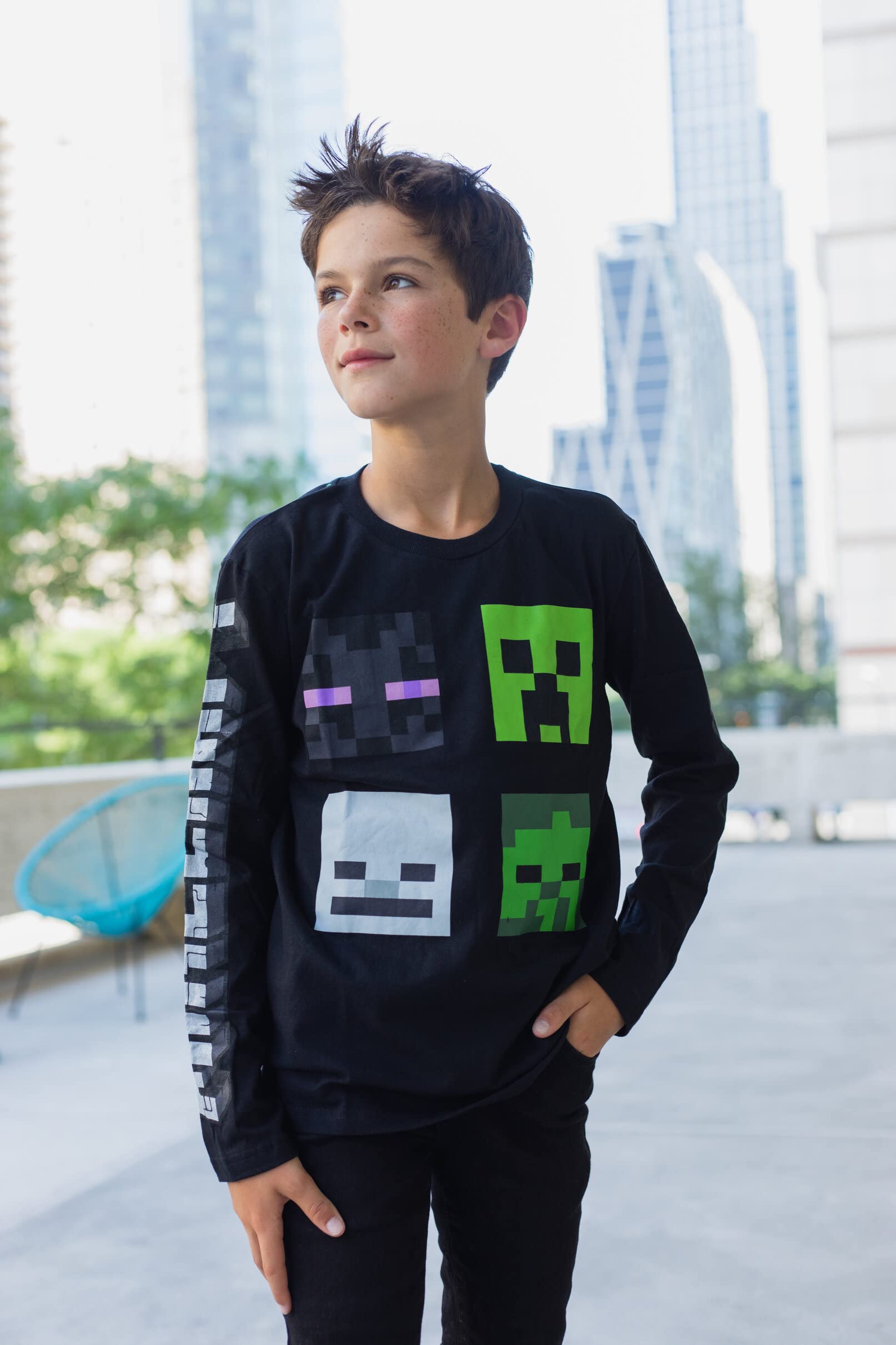 Minecraft 2er-Pack Langarm-T-Shirts für kleine Kinder bis große Kinder, Größen (4–18–20)