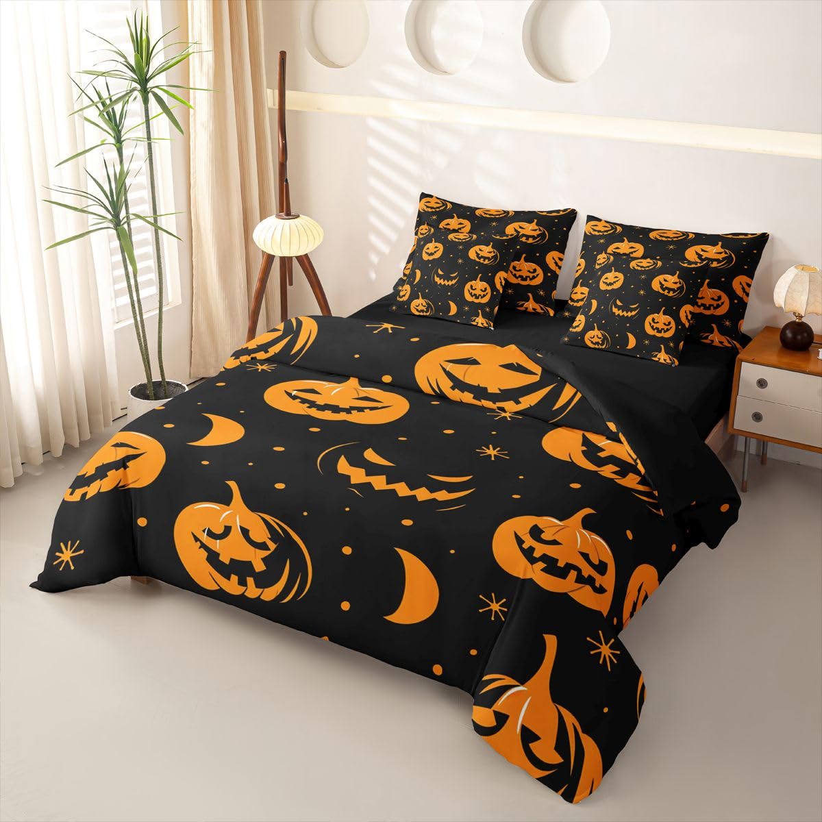 Homemissing Fröhlich Halloween Bettwäsche 155x220cm 7-teiliges
