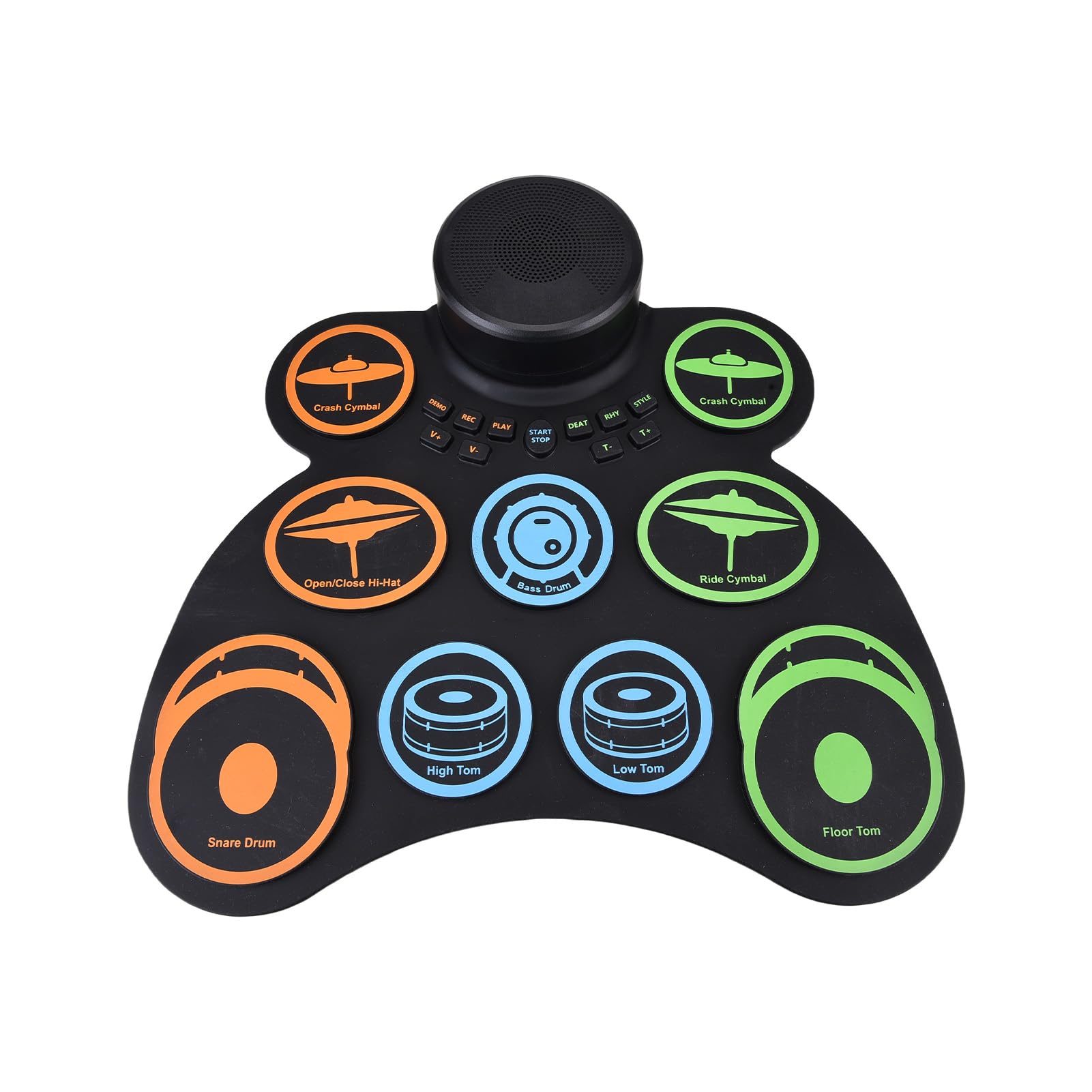 KUIDAMOS Batería Electrónica Portátil 9 Pads MIDI Roll-Up Drum Kit para Principiantes con Altavoz, Auriculares para Practicar Batería en Casa o Dormitorios, 14.8 X 14.2 X 2 Pulgadas Negro