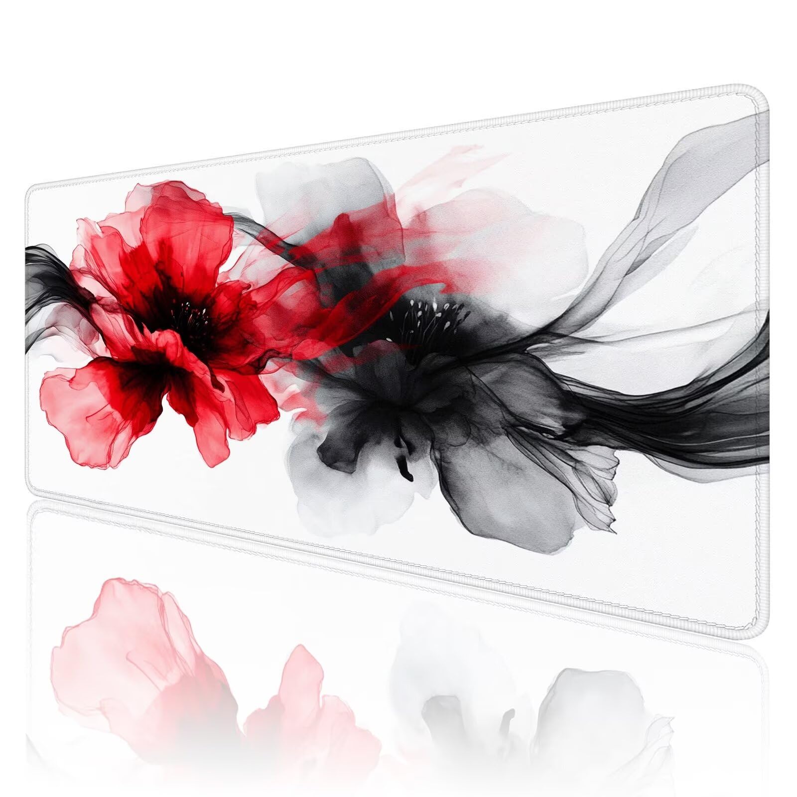 Tapis de Souris Noir Tapis de Souris Gamer XXL 1200x600x3mm ImperméAble Et AntidéRapant Mousepad Bords Cousus Une éTendu SousMains Tapis Souris Rouge pour Gamer, Pc et DéCoration de Bureau D63