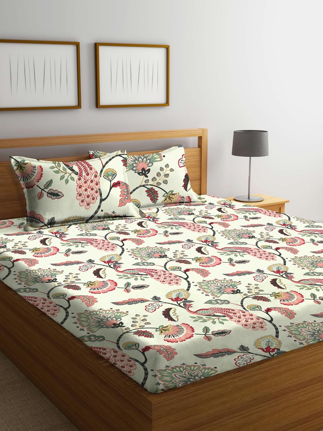 REALDREAM Presents Luxurious Glace Cotton Super Soft King Size (78 X 72 X 8 Inch) 360° Elastic Fitted Bedsheet with 2 Pillow Covers (Flower-Wine, King) (B0DDTT8GNG) Amazon Price History, Amazon Price Tracker