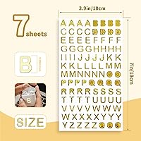 Vista 2 de 7 hojas de calcomanías de letras doradas, autoadhesivas del alfabeto de 1 pulgada, calcomanías de graduación para manualidades, álbumes de recortes