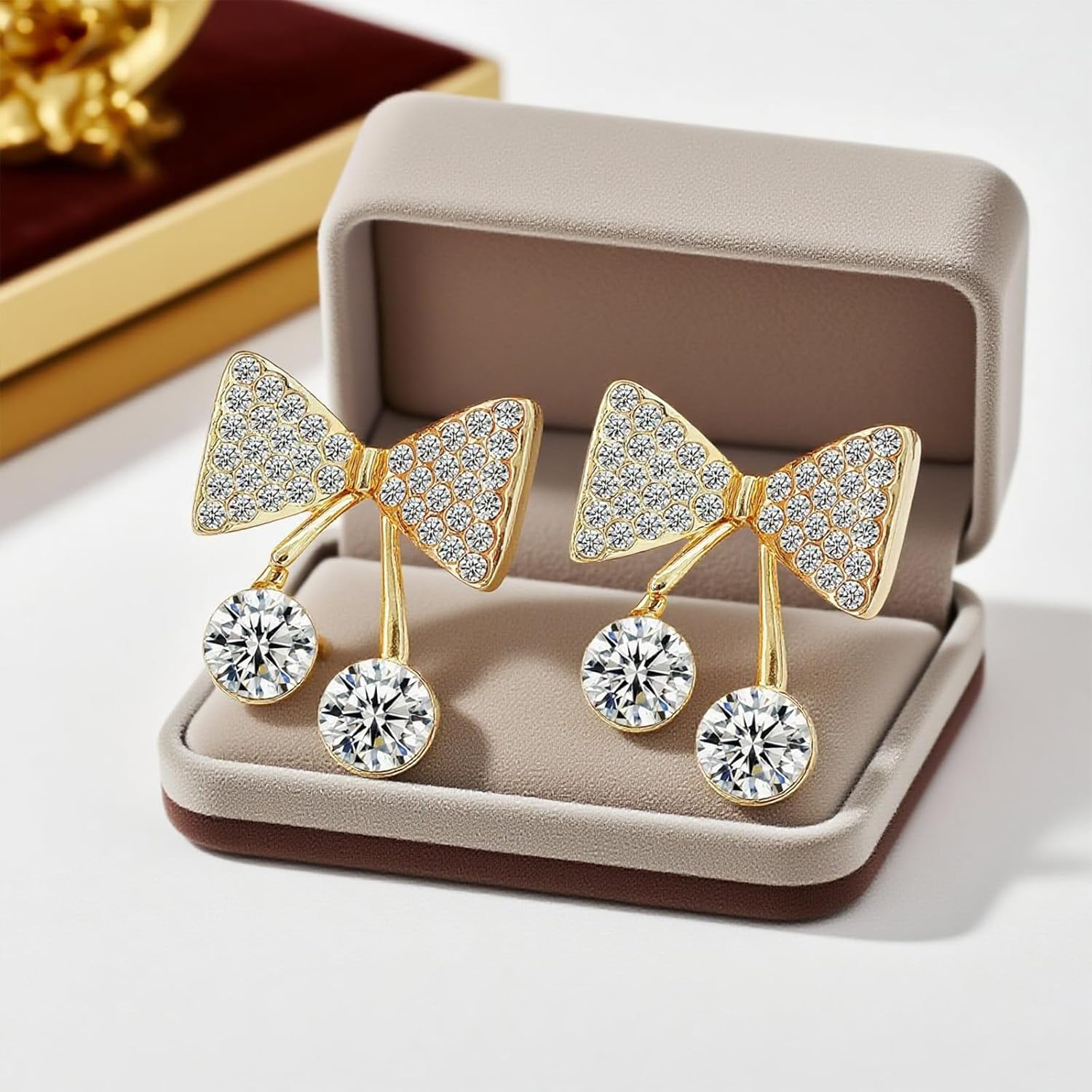 Bow Earrings for Women Gold Statement Jewelry Pearl Bow Earrings Sparkly Rhinestone Design for Elegant Style Looks - Image 7