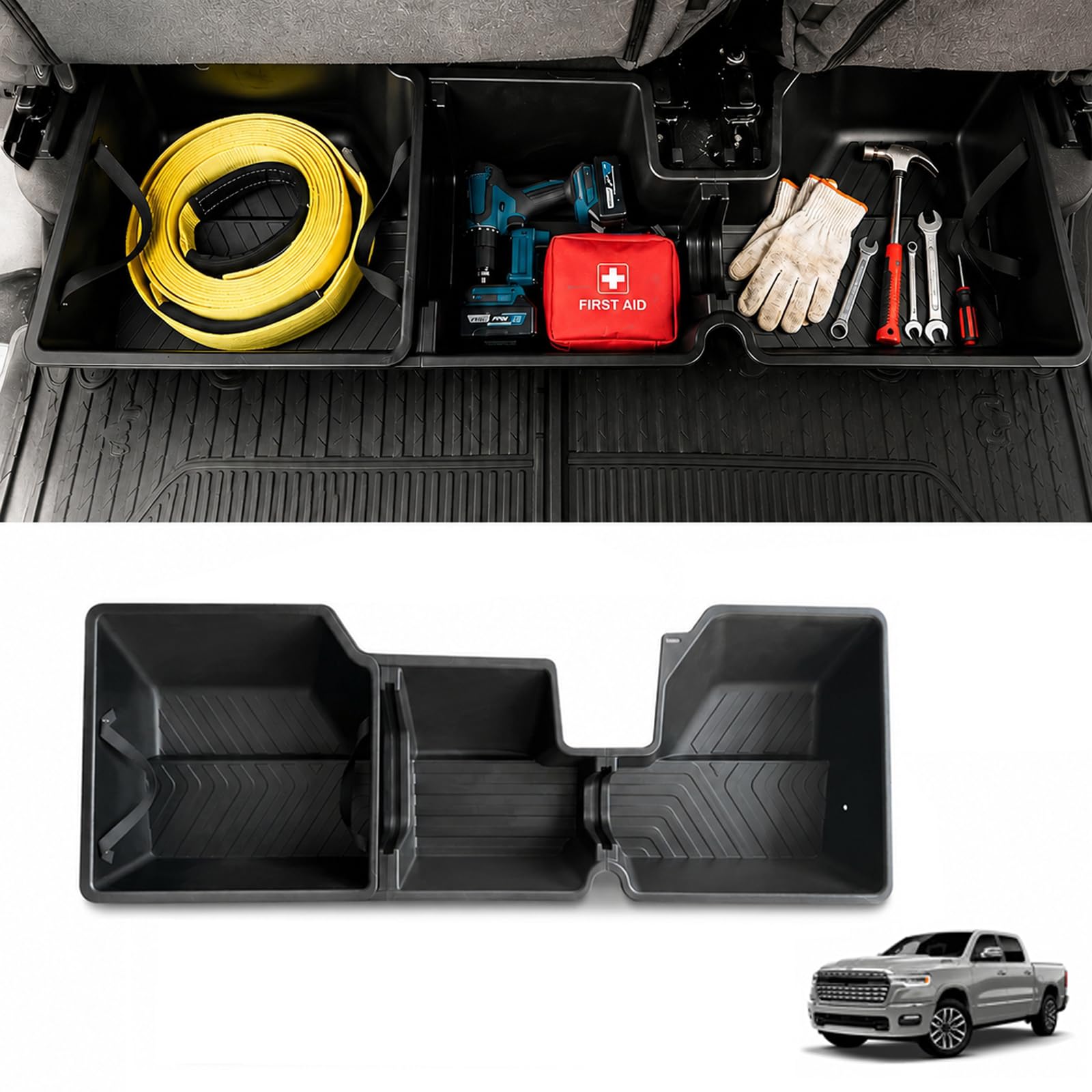 Under Seat Storage Box for Dodge Ram 1500 Crew Cab 2019-2026
