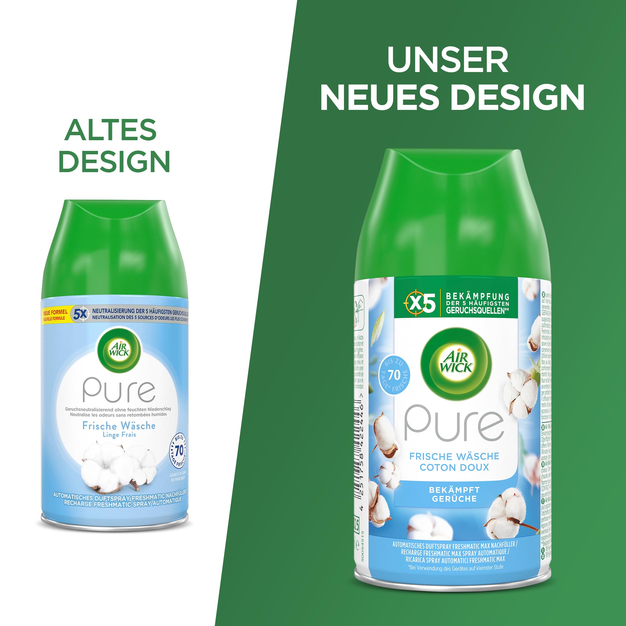 Air Wick Freshmatic Max PURE – Nachfüller für den Air Wick Freshmatic Max – Duft: Frische Wäsche – 6 x 250 ml Nachfüller Raumduft und Lufterfrischer