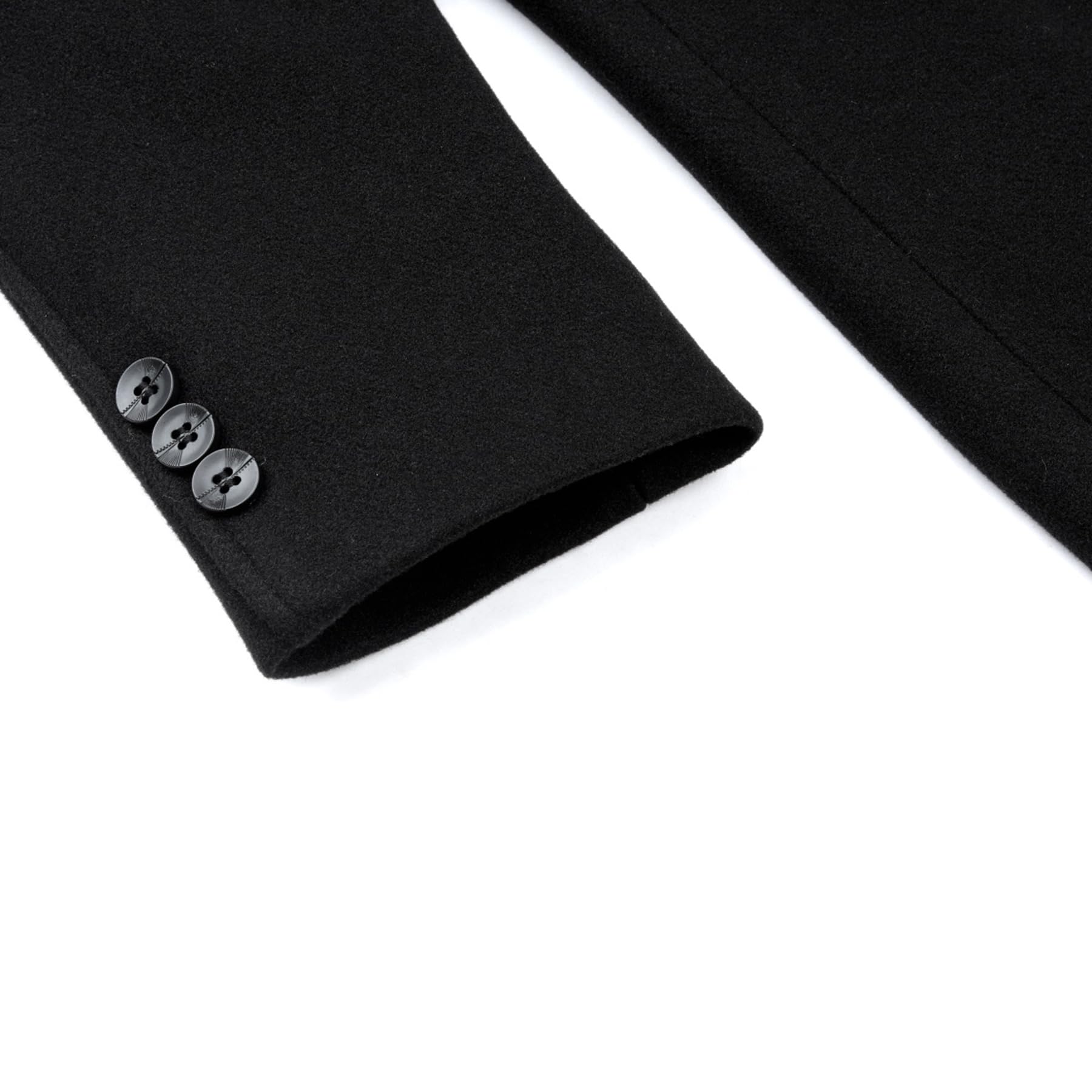 Allthemen Płaszcz zimowy, męski, długość do kolan, dwurzędowy, wełniany płaszcz, zimowy płaszcz męski, długi krój slim fit, czarny biznesowy