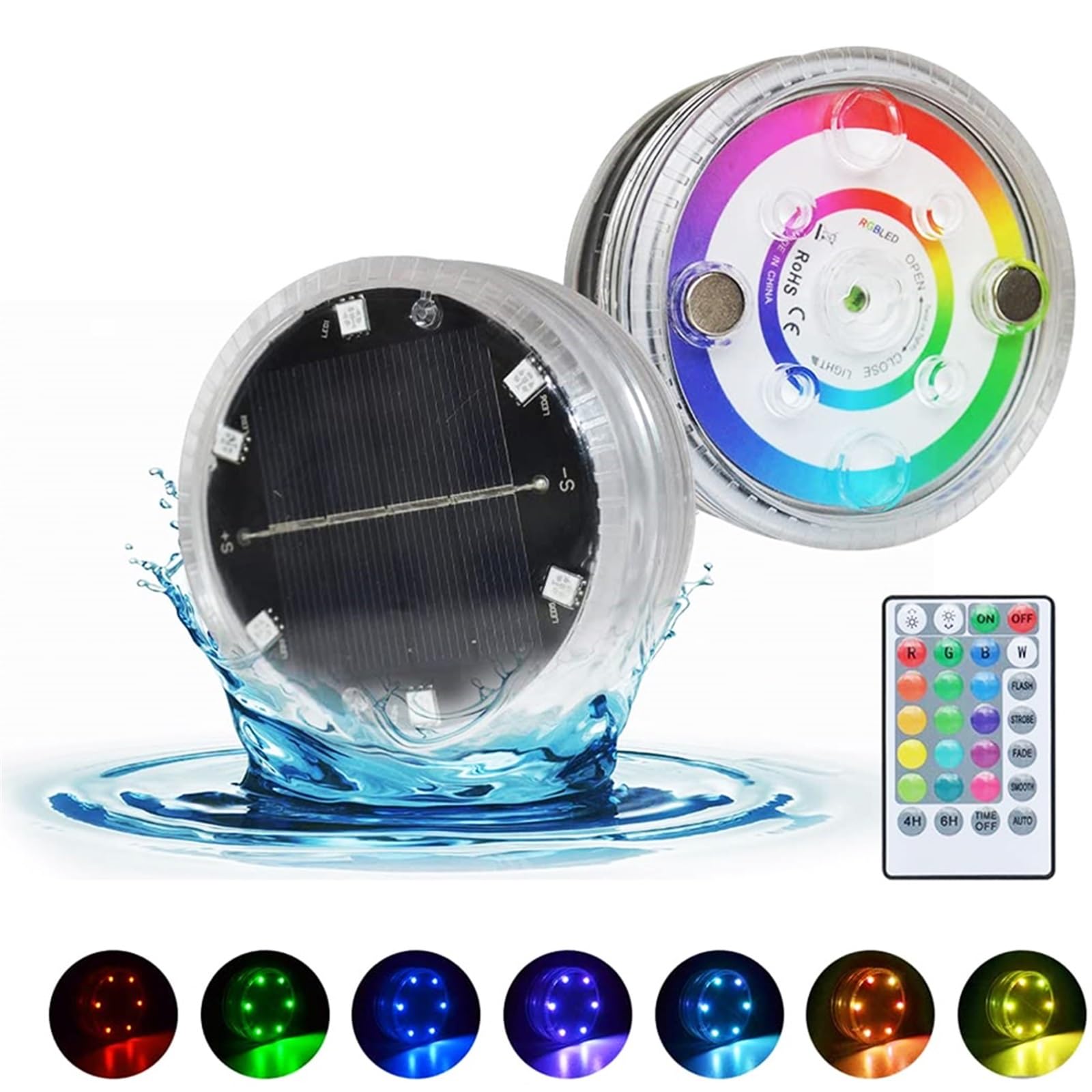Luce solare subacquea a LED magnetica con ventosa Lampada da piscina sommergibile RGB IP68 impermeabile for acquario da piscina con prato da giardino (Size : 5 Lamp 1 controller)