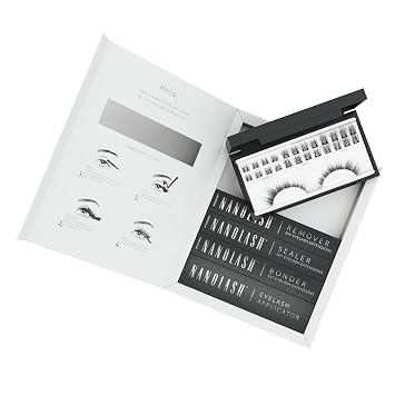 Nanolash DIY Eyelash Extensions Starter Kit - cluster lashes with bonder, sealer, remover, apllicator, home lash extensions kit Black, DIVINE