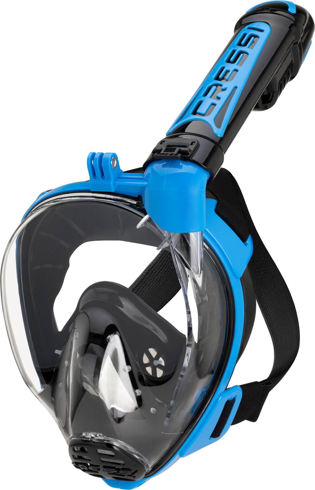 CRESSI Duke Action Full Face Mask Masque Intégral CO2 Safe Grande Vision Snorkeling No Fog avec Tuba Dry Support pour Caméra d’Action