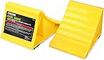 PR1ME Wheel Chocks with Non-Slip Base for RV & Trailer. 2 Pack Heavy Duty Wheel Chock with Bright Yellow. Lightweight Wheel Stoppers for Cars Camper Trucks RVs, Fit for Most Tyre Sizes