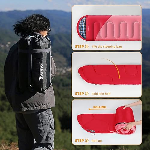 Miniatura 5 de Saco de dormir de campamento, sacos de dormir de 32 para adultos, niños, adolescentes, clima frío, cálido saco de dormir de invierno para 3-4