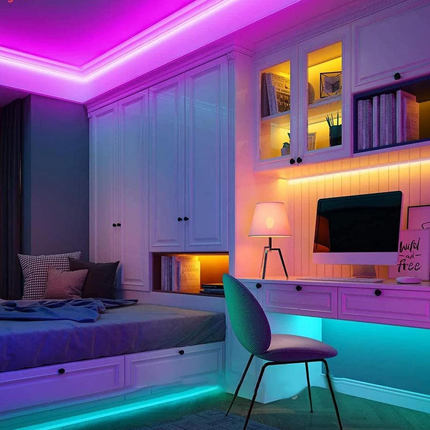 Amazon.co.jp: 寝室用LEDライト, リモート付き RGB ライト