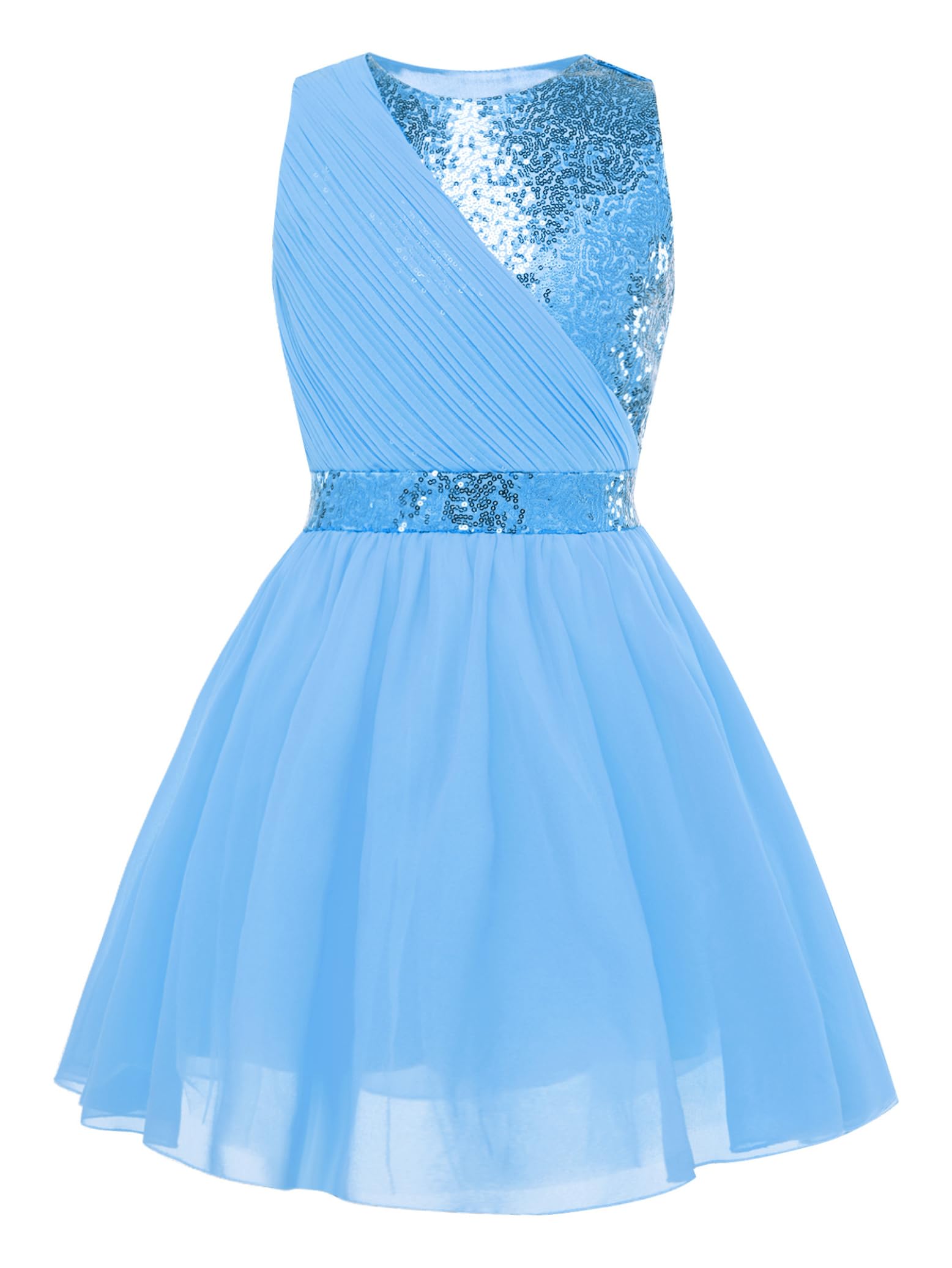 Vestido de cóctel para niñas con patchwork de gasa elegante 6