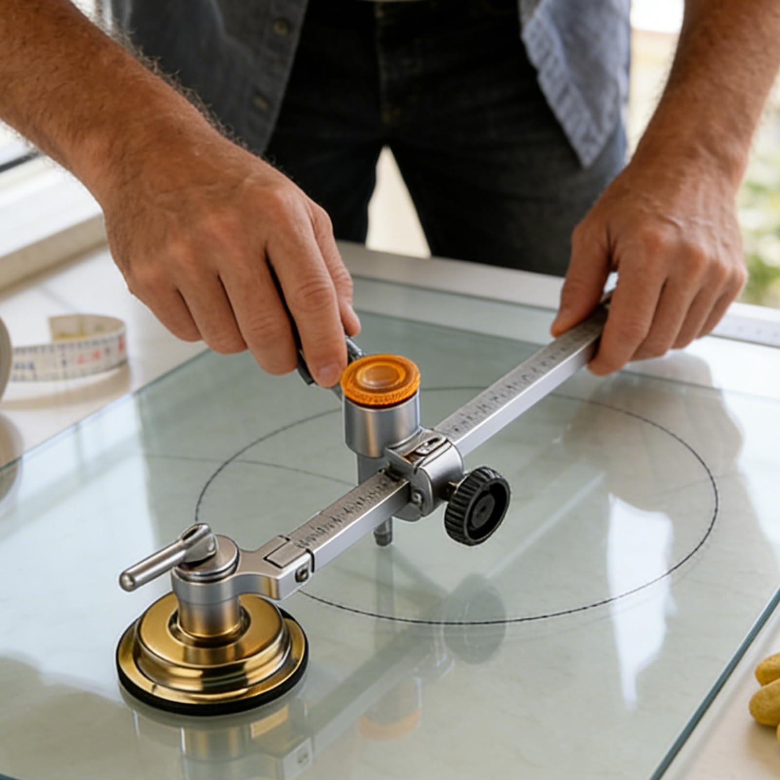 Tagliavetro Circolare Con Rotazione A 360 Gradi Girevole | Taglierina per Vetri Artistici con Impugnatura per Edilizia Bricolage Riparazione Vetro Specchio Fai da Te
