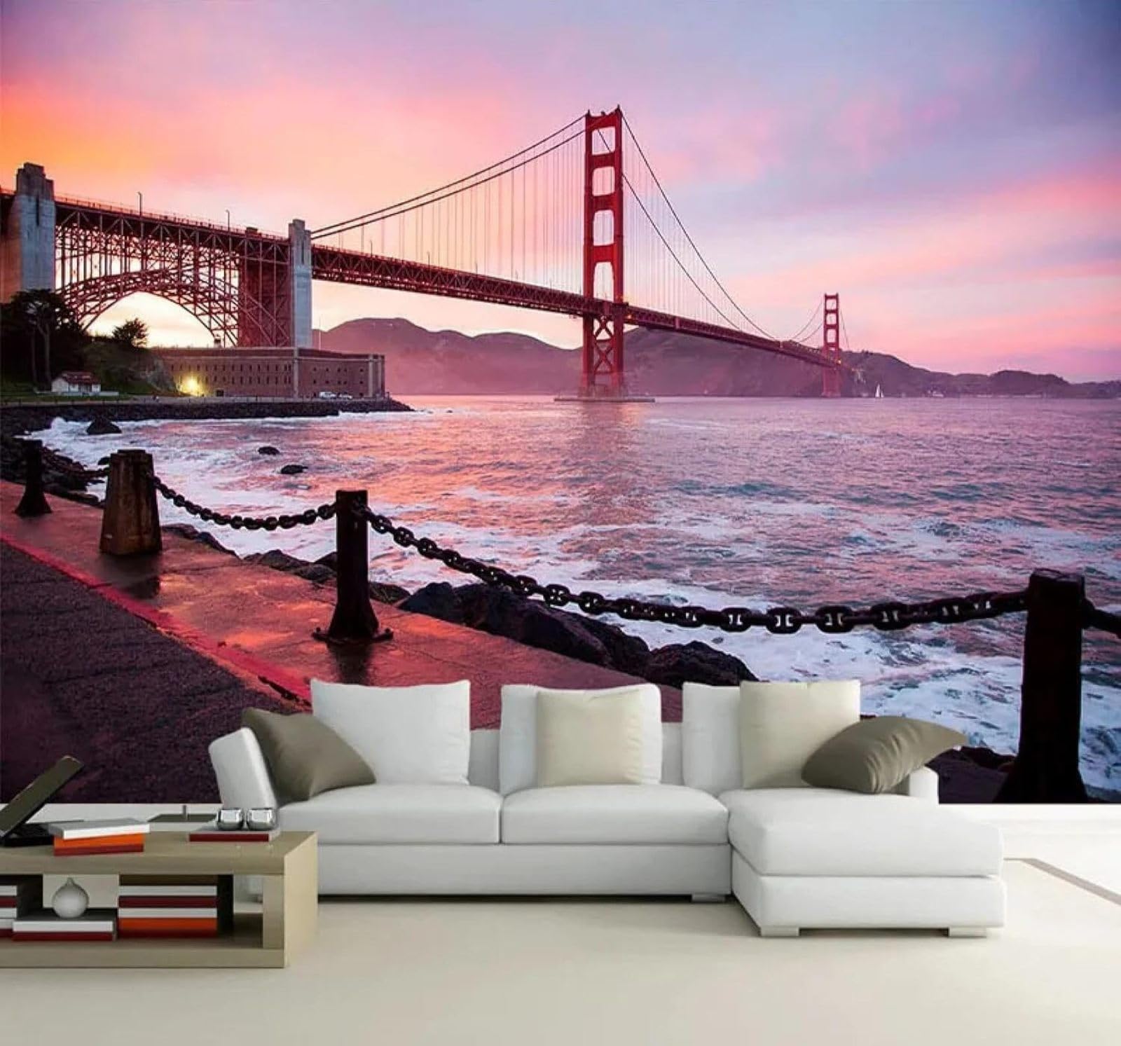 XLMING Aesthetic Twilight Creative Bridge Seascape 3D Wallpaper Luxury Home Dining Decor Paste Sofa Living Room The Wall for Bedroom Mural-400cm×280cm