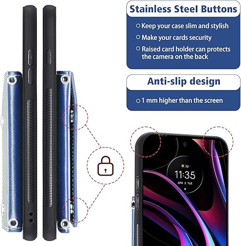 Miniatura 8 de Asuwish Funda para teléfono Motorola Moto Edge 2021MotoEdge 5G UW 2021 con protector de pantalla y tarjetero para tarjeta de crédito, soporte de