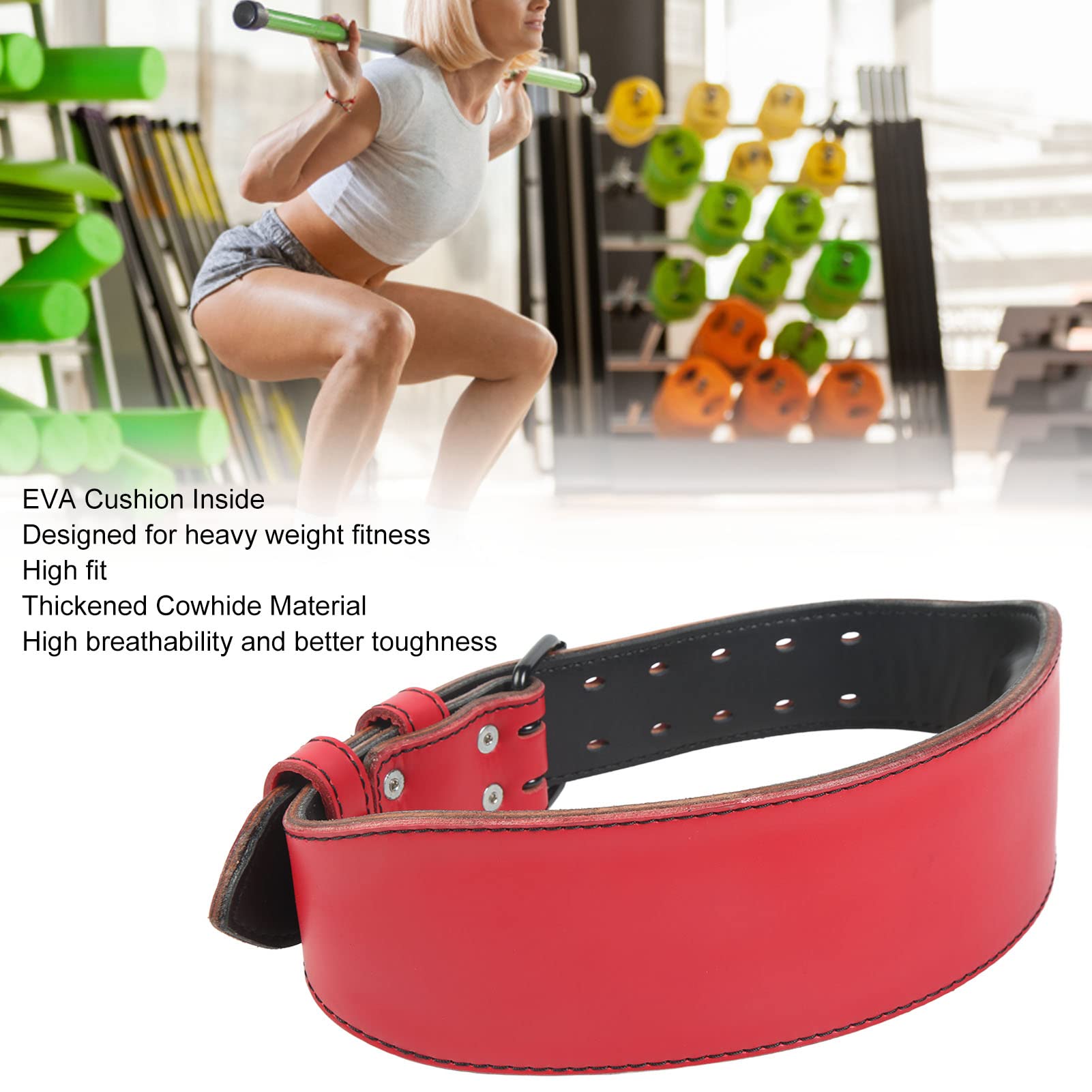 Cintura per sollevamento pesi per uomini e donne, ampia cintura regolabile per powerlifting, supporto anti-infortunio in vita con cuscino in EVA, cintura per bodybuilding in pelle bovina ispessita