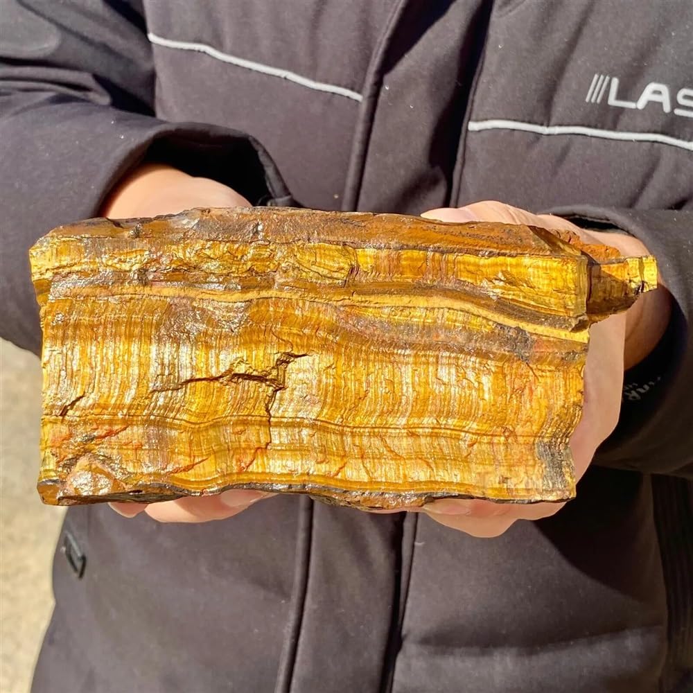 Cristal Œil de Tigre Jaune 500-600g : L'Idée Cadeau Idéale pour Amateurs de Déco Minérale - 7