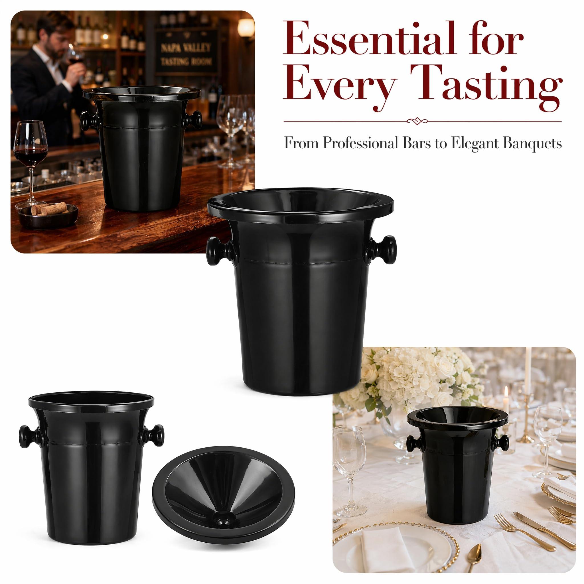 DOITOOL Lot de 4 seaux de dégustation de vin avec Couvercle Amovible pour Whisky, Cocktails