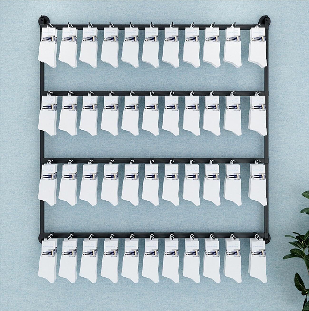 Sock Organizer Wall-Mounted, Metal Jewelry Display Stand For Necklaces And Earrings, Space-Saving Keyring And Hat Rack(Black,60x100cm)