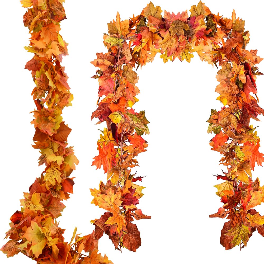 Faux feuillage d'automne artificiel sans entretien : guirlande de feuilles d'érable 1,8m
