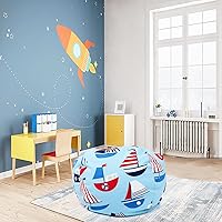 Vista 4 de Funda para puf de almacenamiento de animales de peluche para niños y niñas, organizador de almacenamiento de juguetes extra grande, puf sin relleno