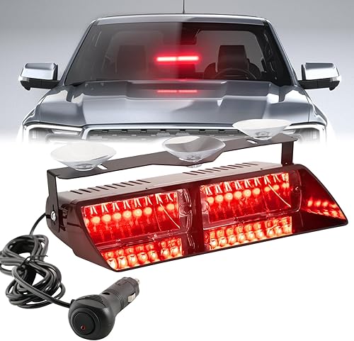 Luz estroboscópica de emergencia LED para parabrisas, 16 LED, visera interior, cubierta de peligro, intermitente, barra de luces de advertencia de