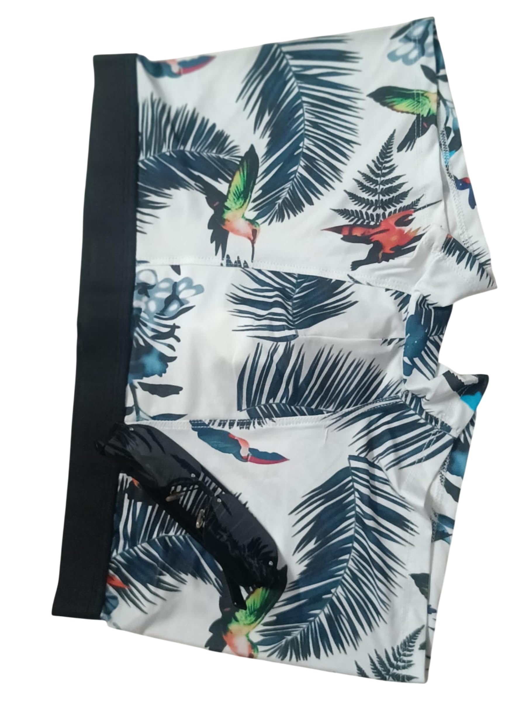 Soft Stretch Breathable Trunks | Tropical Leaf & Bird Print Comfort Innerwear | Elastic Waist Underwear-image-1