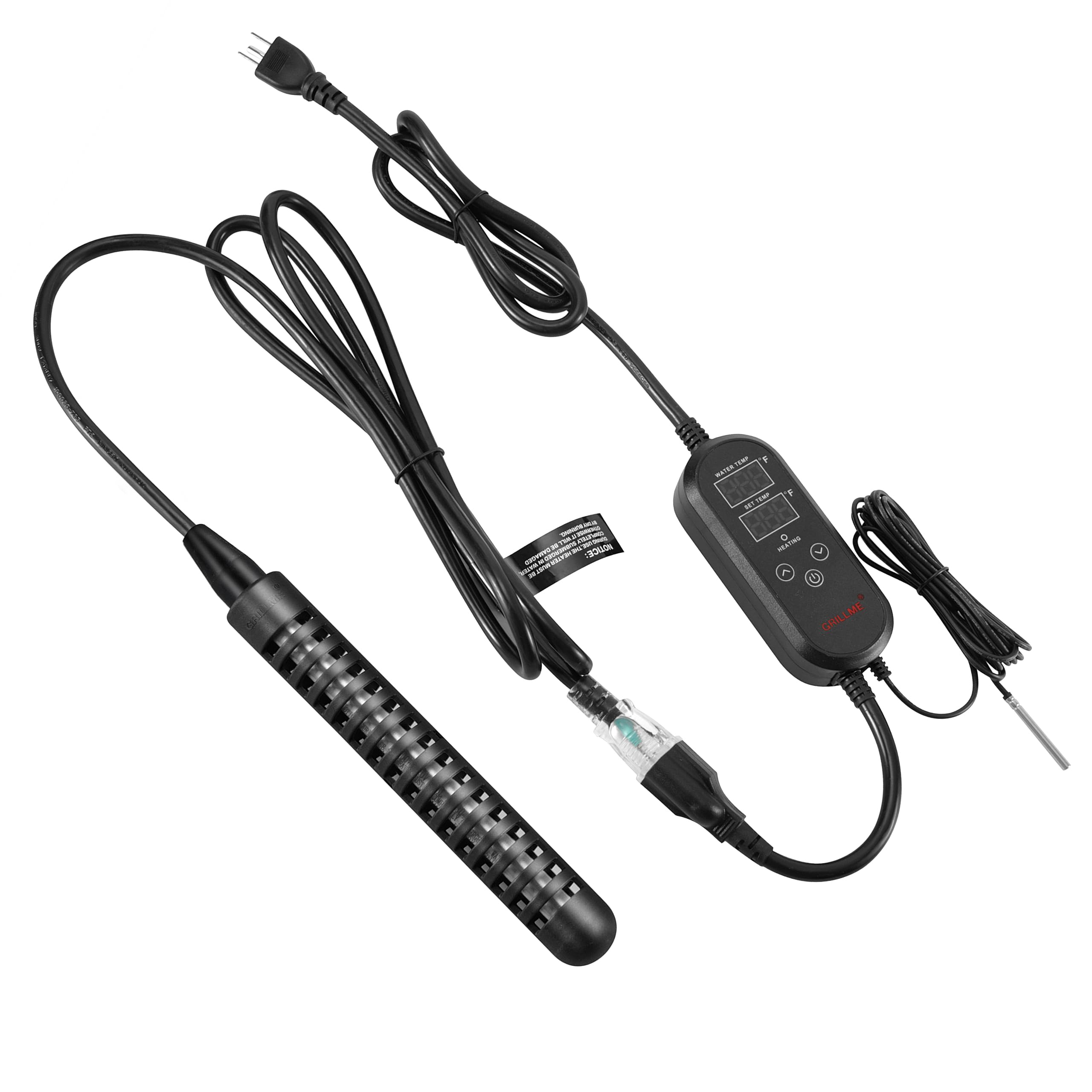 Photo 1 of GRILLME 1000W Immersion Water Heater with Intelligent Temperature Controller,Fully Submersible Portable Electric Heater,5 Galons Bucket Heater,100% Waterproof,316L Shell,Easy and Convenient to Use