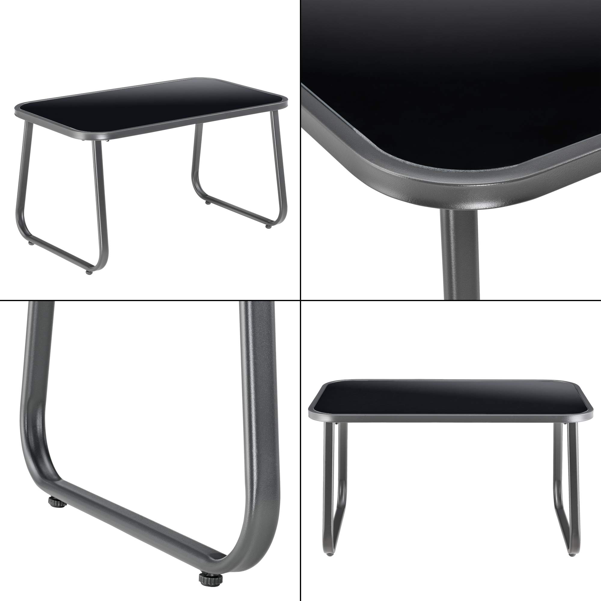 casa.pro Set Salottino per Uso Esterno Mobili da Giardino Terrazza Set Composto di Tavolo con Piano in Vetro, Divano e 2 Sedie Arredo in Textilene - Grigio