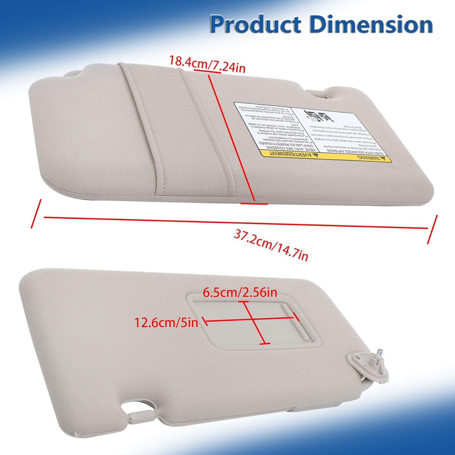 Silscvtt Driver and Passenger Side Sun Visor with Mirror Gray Replacement for Nissan Versa 2007-2012 96401-EL31A 96400-EM31A