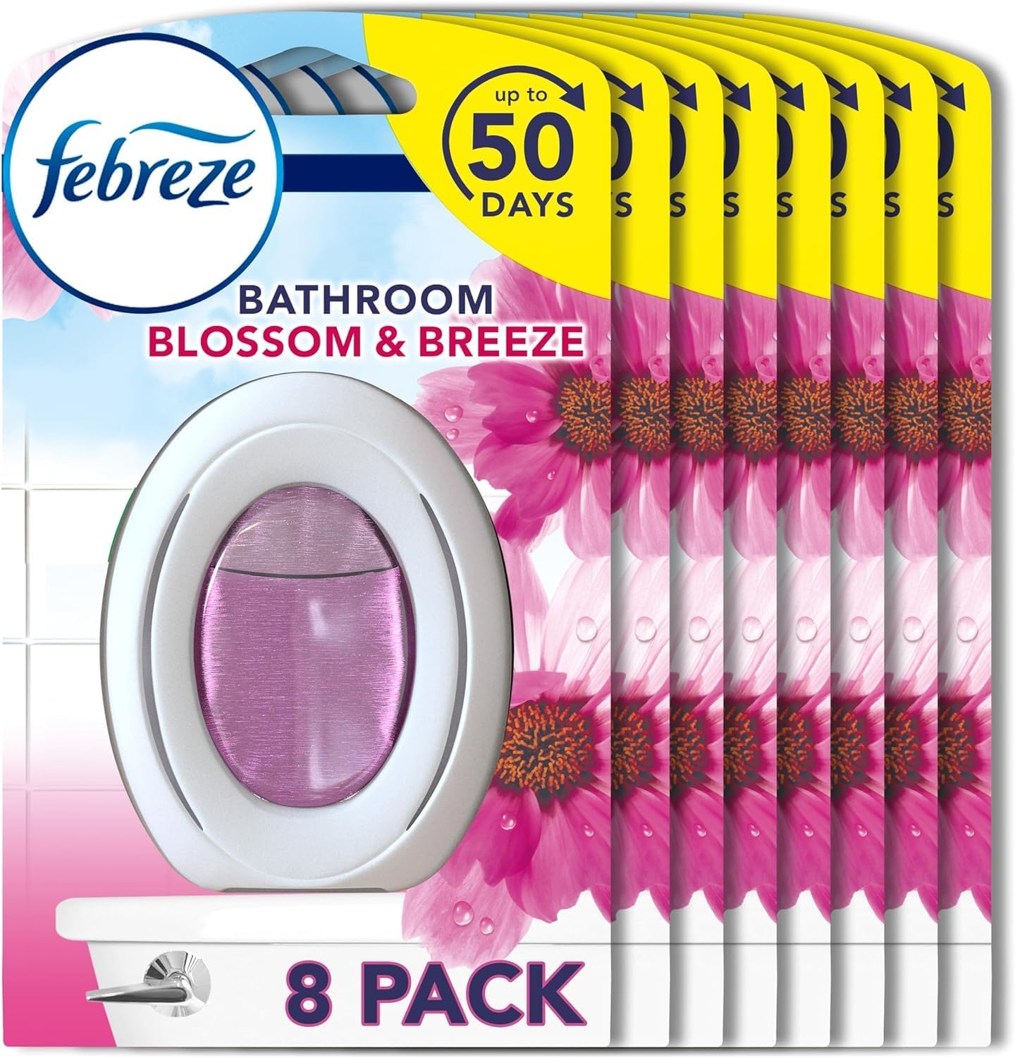 Febreze Bathroom Air Freshener, Odour Eliminator, Blossom & Breeze, 8 ...