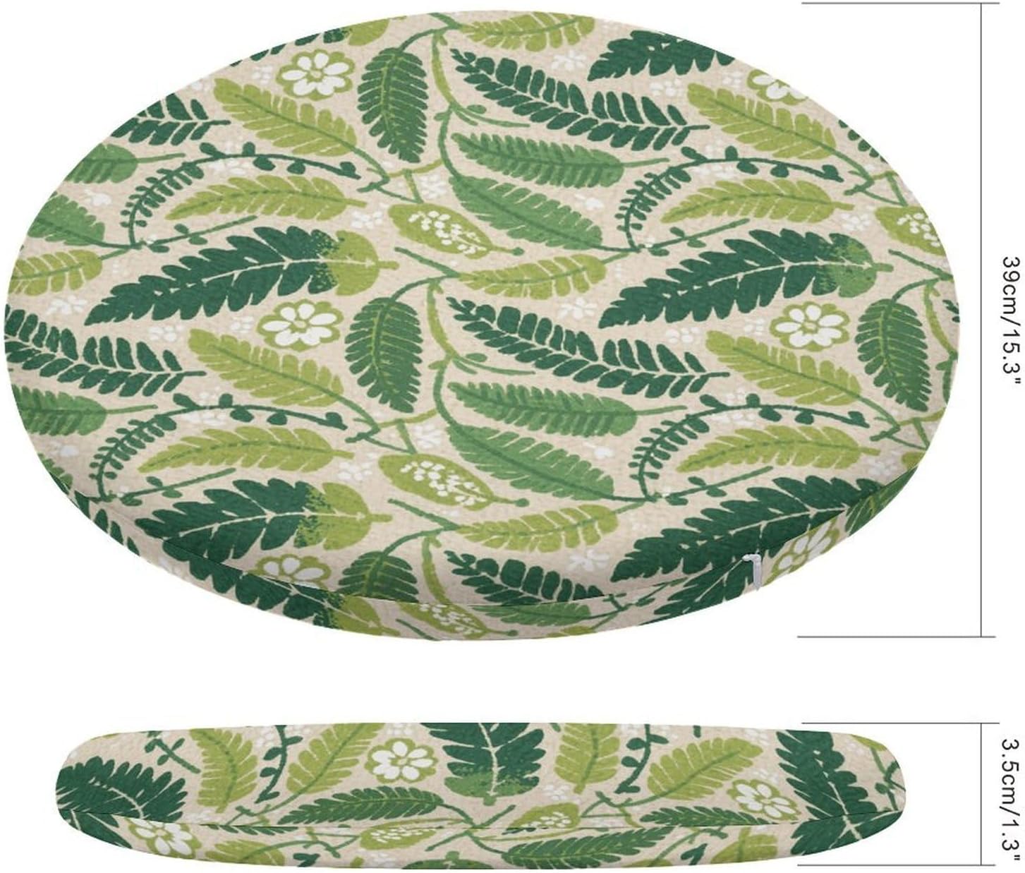 Green Leaves Print Round Cushion Memory Foam Seat Cushions 15In Comfort Meditation Floor Pillow Anti Slip Soft Stool Cushion Chair Pad for Tatami Living Room Yoga