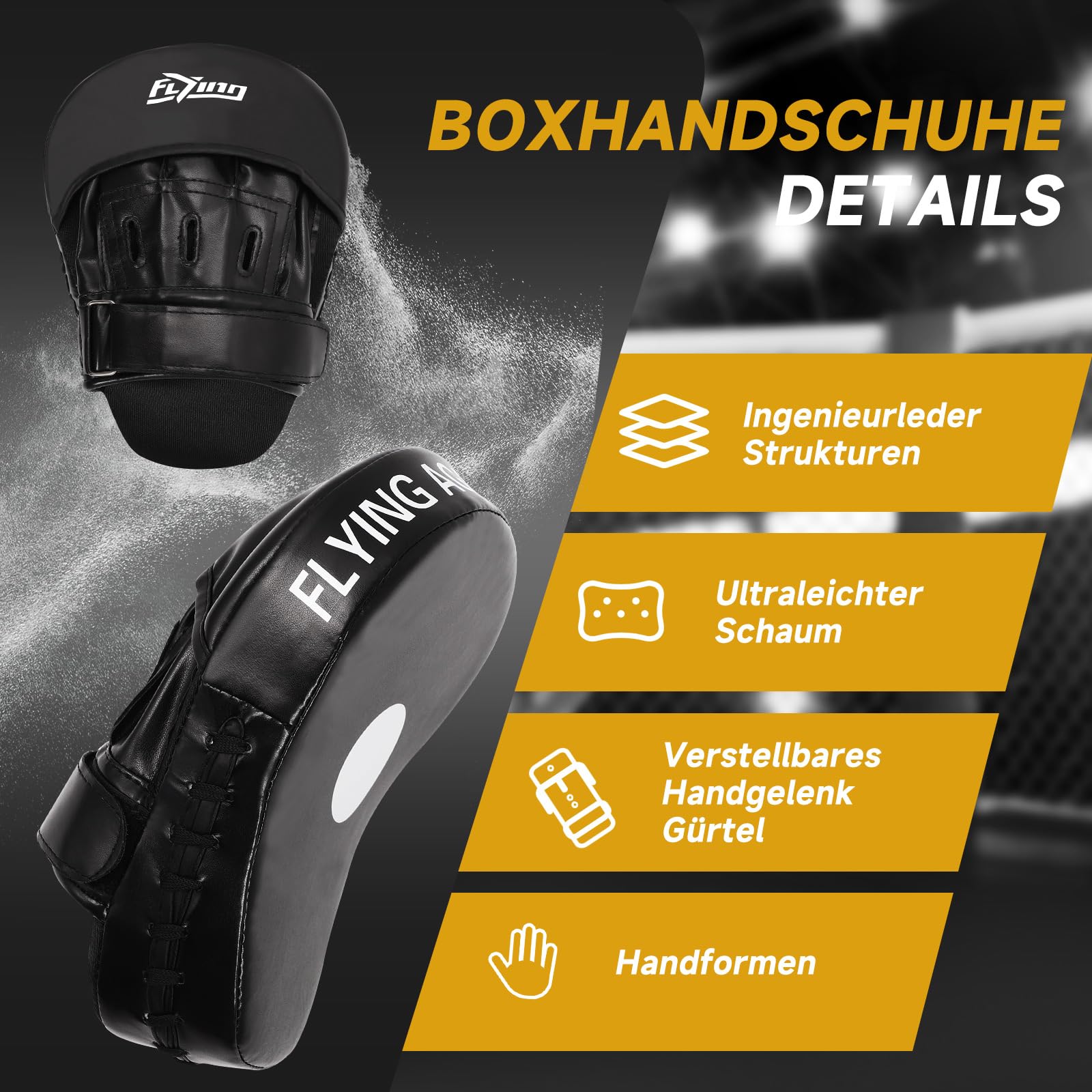 Pratzen Boxen Pad MMA Kampfsport Training,Schwarz Boxpads Schlagpolster Kickboxen Boxpratzen,Gebogene Punch Mitts für Karate, Kickboxing, Muay Thai, Taekwondo